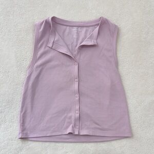 American Eagle Outfitters Lilac Sleeveless Button-Down Shirt